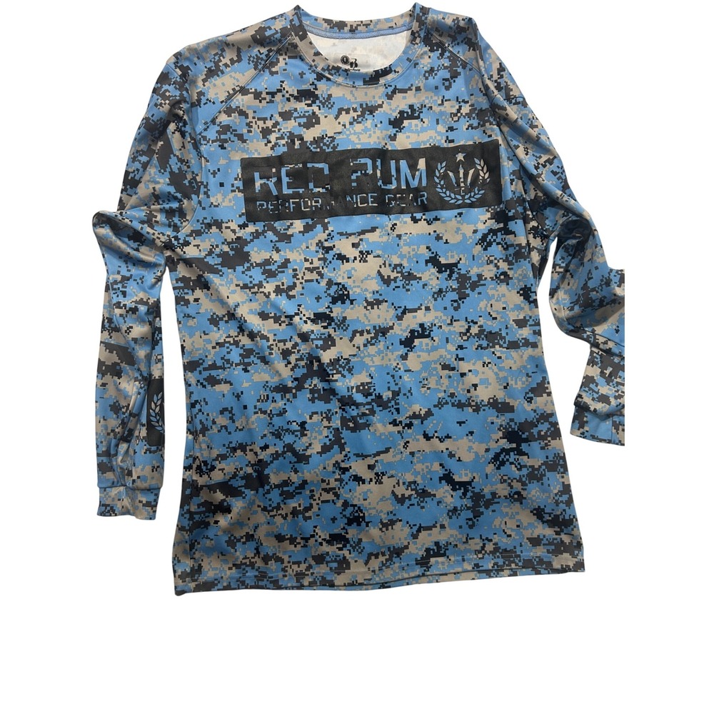 Badger Red Rum Performance Gear Long Sleeve T Shirt Blue Camo Digital Mens L 740